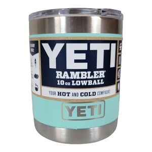 YETI RAMBLER 10 oz Lowball w/ lid Seafoam Cup Stainless Steel Travel